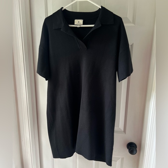 Tuckernuck Black Channing Polo Mini Knit Shift Dress - Size L - EUC - Picture 1 of 5